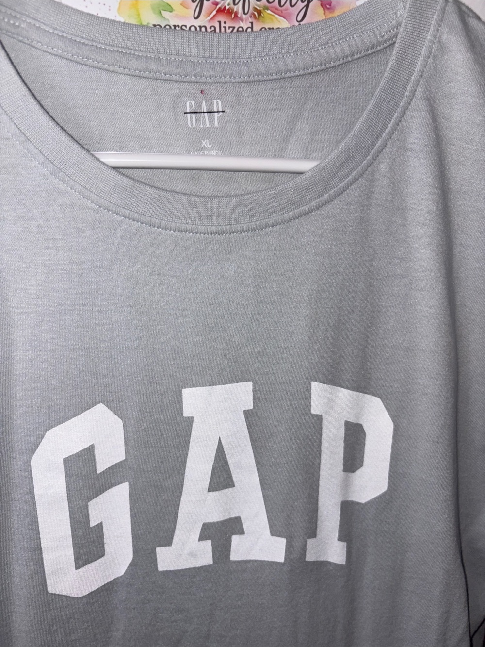 GAP Gray Logo Tee with White Lettering girls xl 14/16